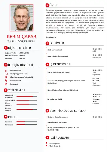 Tarih Öğretmeni Cv Örnekleri cv indir